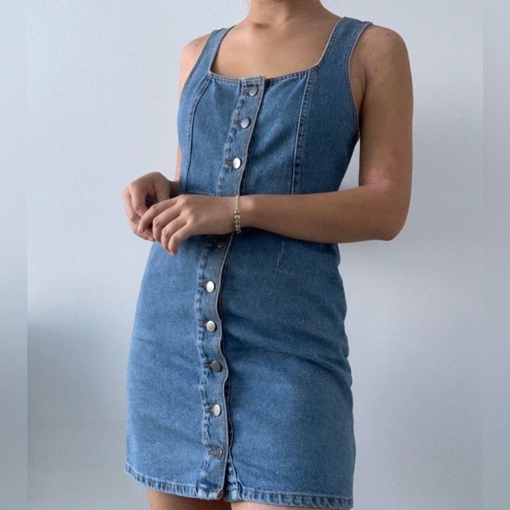 Urban Outfitters Button-Front Denim Mini Dress size 0 - Picture 7 of 16
